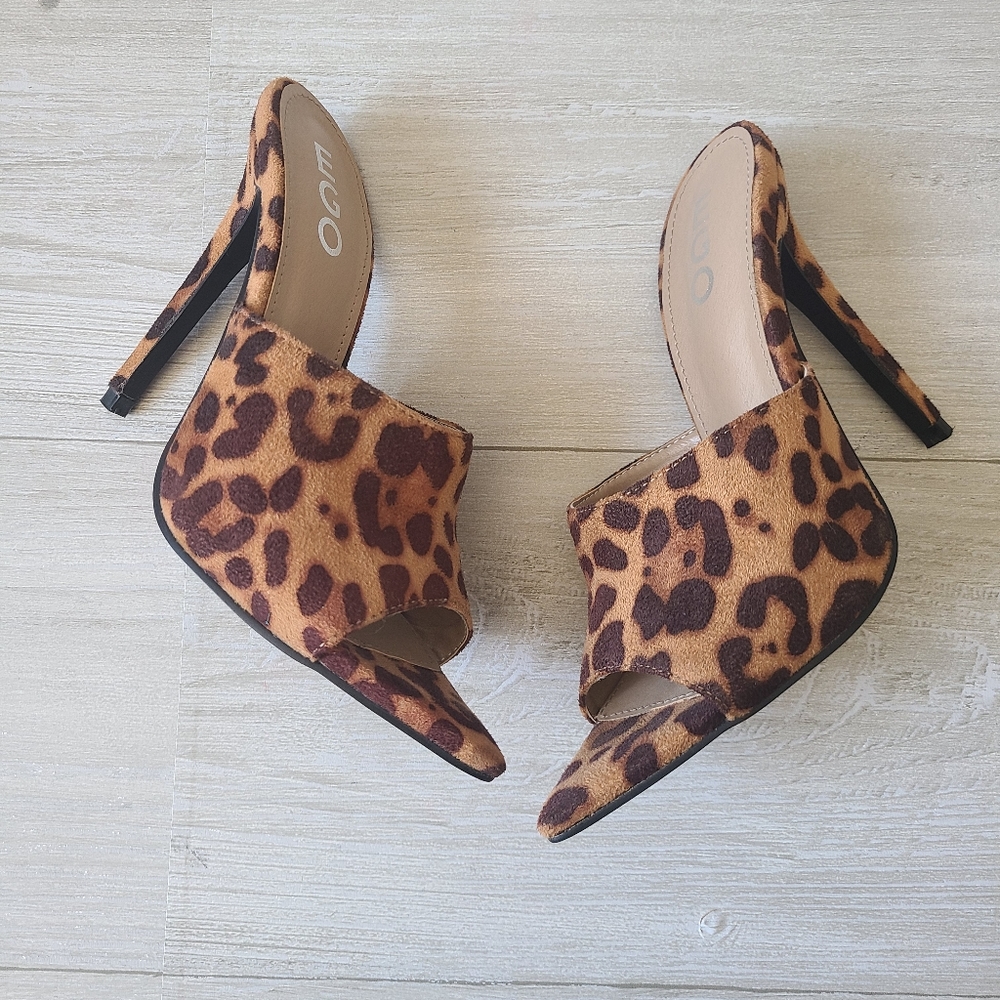 New Ego Leopard Print Pointy Toe Mules Sandals - image 6